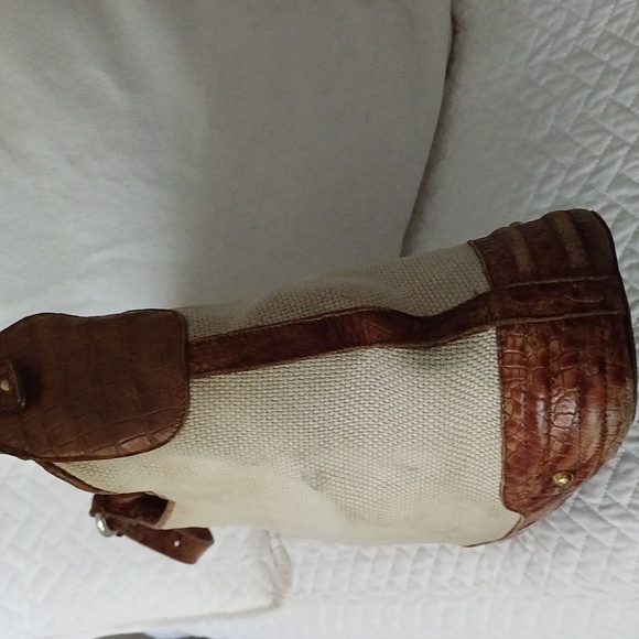 Brahmin Croc & woven canvas shoulder bag hobo - Picture 8 of 16